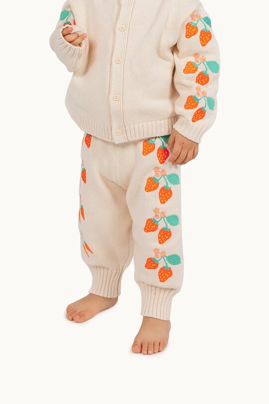 Tinycottons pantaloni de trening din bumbac pentru bebeluși STRAWBERRIES BABY KNITTED PANT bej SS25.303