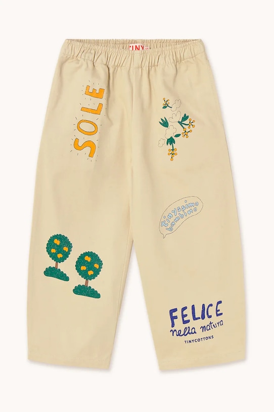 Dětské bavlněné kalhoty Tinycottons ARTSY TREE PANT SS25.204 béžová SS25