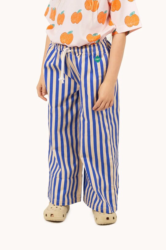 Tinycottons spodnie bawełniane dziecięce STRIPES WOVEN PANT niebieski SS25.229