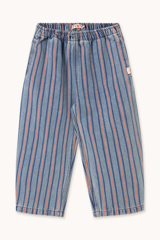 Tinycottons pantaloni de bumbac pentru copii STRIPES MULTICOLOR PANT SS25.238 albastru SS25