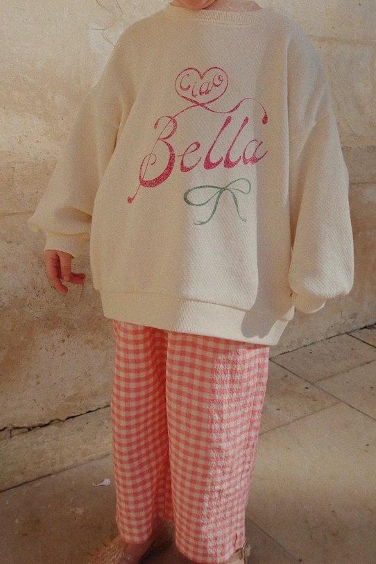 Konges Sløjd spodnie bawełniane dziecięce RHW X KS BELLA PANTS GOTS wzorzyste czerwony KS103590