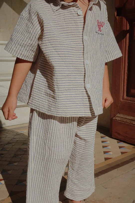 Konges Sløjd pantaloni de bumbac pentru copii RHW X KS DUO PANTS GOTS bumbac albastru KS103595