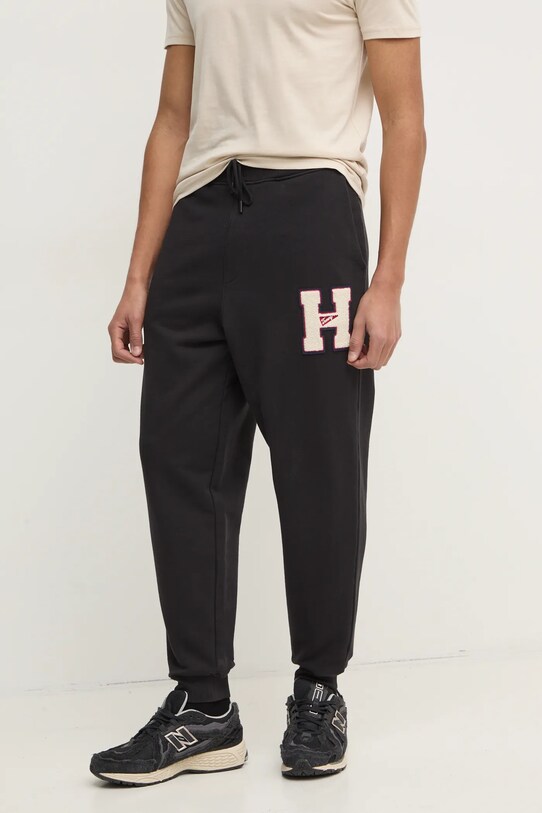Tommy Jeans pantaloni de trening din bumbac bumbac negru DM0DM21277