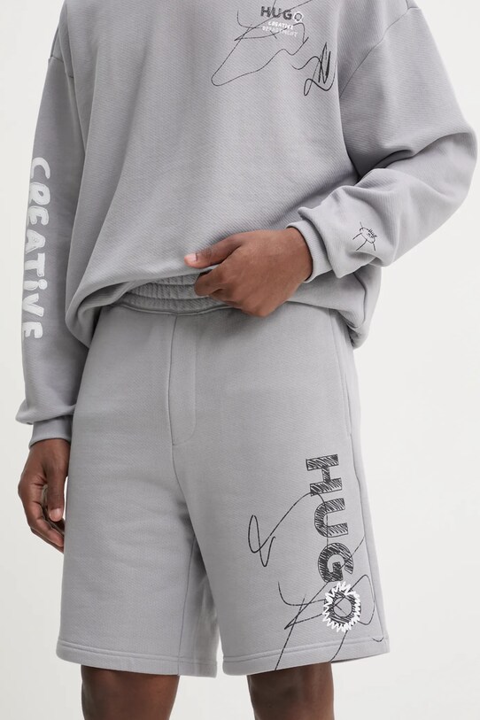 Hugo Blue pantaloni scurți din bumbac bumbac gri 50530442
