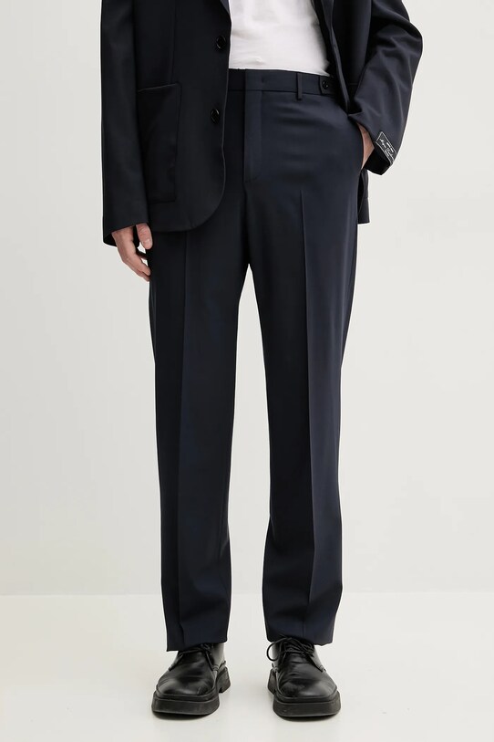 MSGM pantaloni de bumbac drept bleumarin 3840MP15.257127