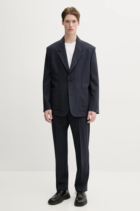 MSGM pantaloni de bumbac 3840MP15.257127 bleumarin SS25