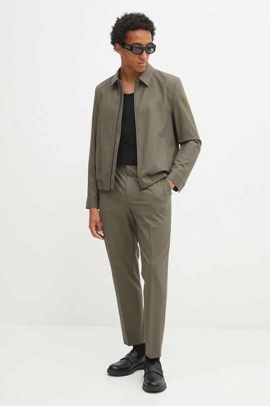 HUGO pantaloni de lână 50530110 verde AW25