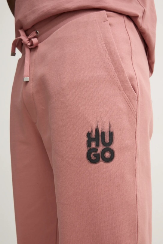 HUGO pantaloni de trening din bumbac roz 50530435