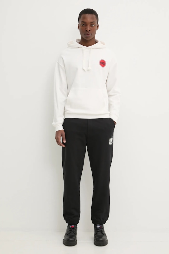 HUGO spodnie dresowe bawełniane 50530435 czarny SS25
