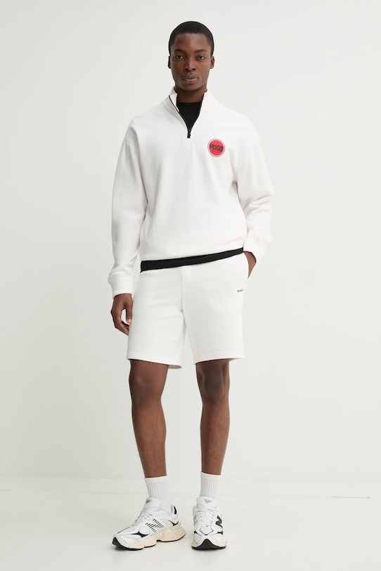 HUGO pantaloni scurti din bumbac 50530696 alb SS25