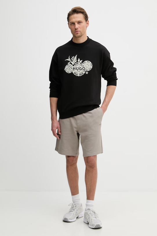 HUGO teplákové šortky pánske bavlnené Dayono 50530696 béžová SS26