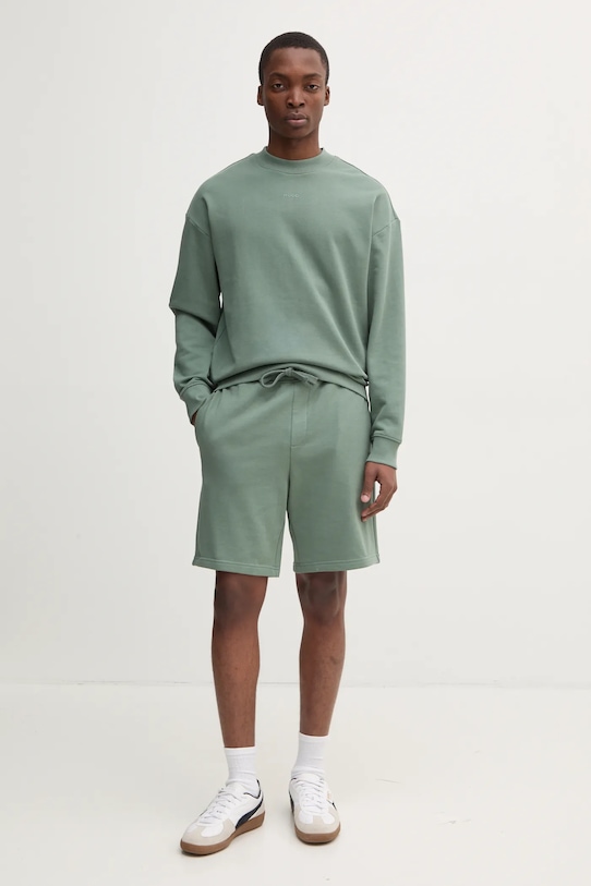 HUGO szorty bawełniane 50530696 zielony SS25