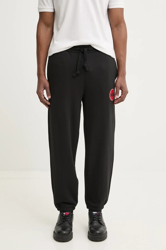 HUGO pantaloni de trening din bumbac uni negru 50530656