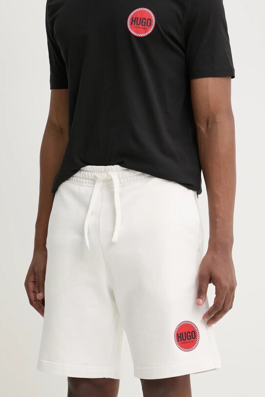 Bavlněné šortky HUGO pletenina bílá 50530672