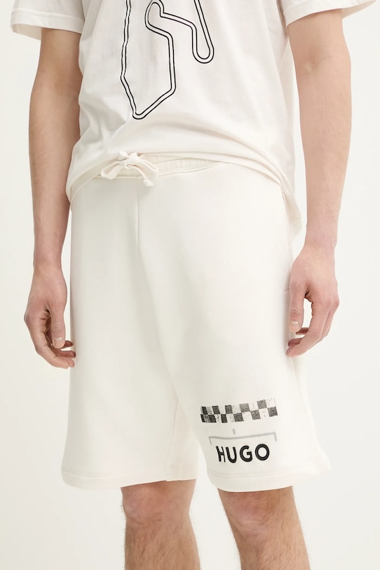 HUGO szorty dzianina beżowy 50531759