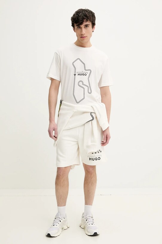 HUGO szorty 50531759 beżowy SS25