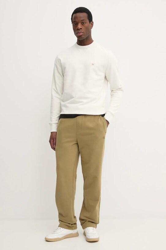Бавовняні спортивні штани Calvin Klein Jeans J30J326749 зелений SS25