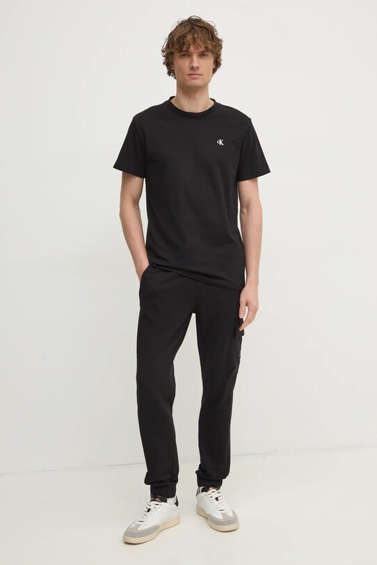 Calvin Klein Jeans pantaloni de trening din bumbac J30J326762 negru SS25