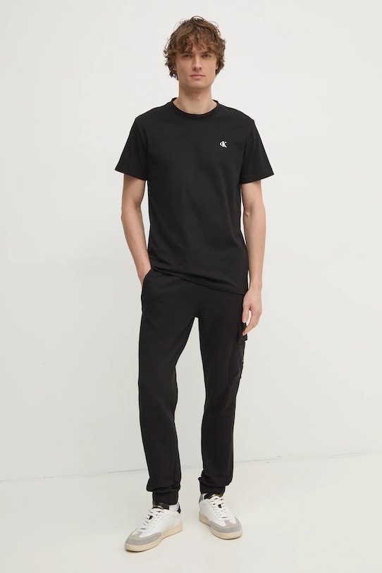 Bavlněné tepláky Calvin Klein Jeans J30J326762 černá SS25