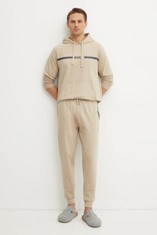 BOSS pantaloni lounge din bumbac 50535813 bej SS25