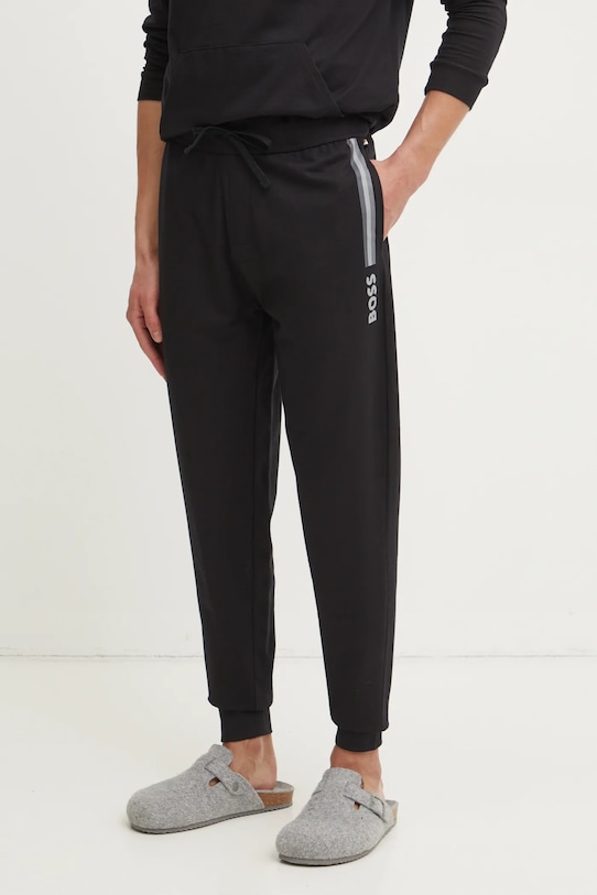 BOSS spodnie bawełniane lounge bawełna czarny 50535813
