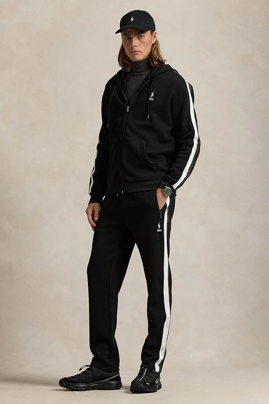 Παντελόνι φόρμας Polo Ralph Lauren πλεκτό ύφασμα μαύρο 710953167