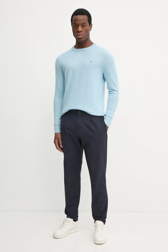 Vlnené nohavice Tommy Hilfiger MW0MW36732 tmavomodrá SS25