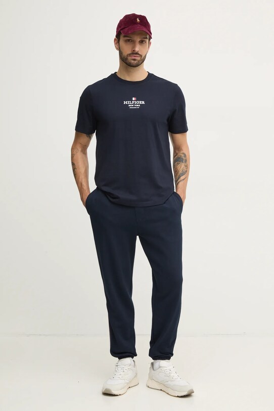 Βαμβακερό παντελόνι Tommy Hilfiger MW0MW37477 σκούρο μπλε SS25