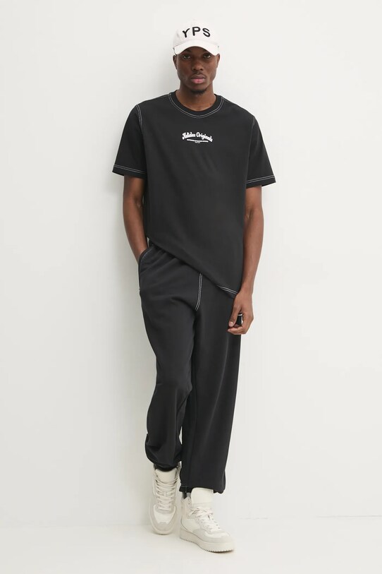 Хлопковые спортивные штаны adidas Originals Wabash JP4487 чёрный SS25