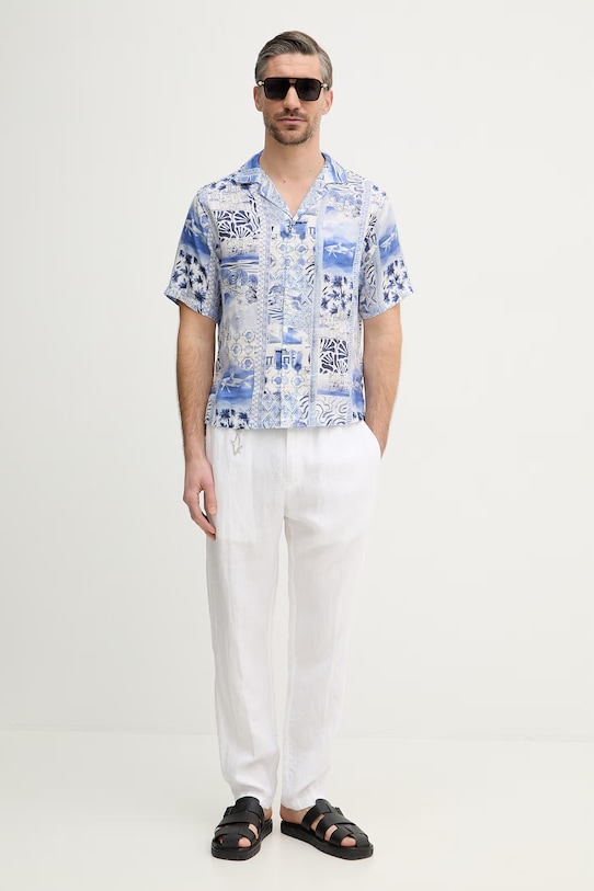 Paul&Shark spodnie lniane 25414041 biały SS26