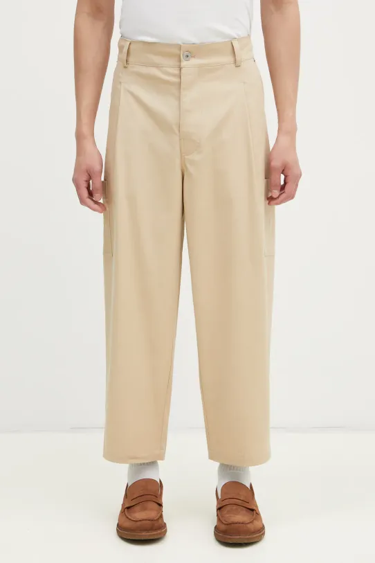 Drôle de Monsieur trousers Le Pantalon Cropped Twill with elastane beige F.BP155.CO206.BG