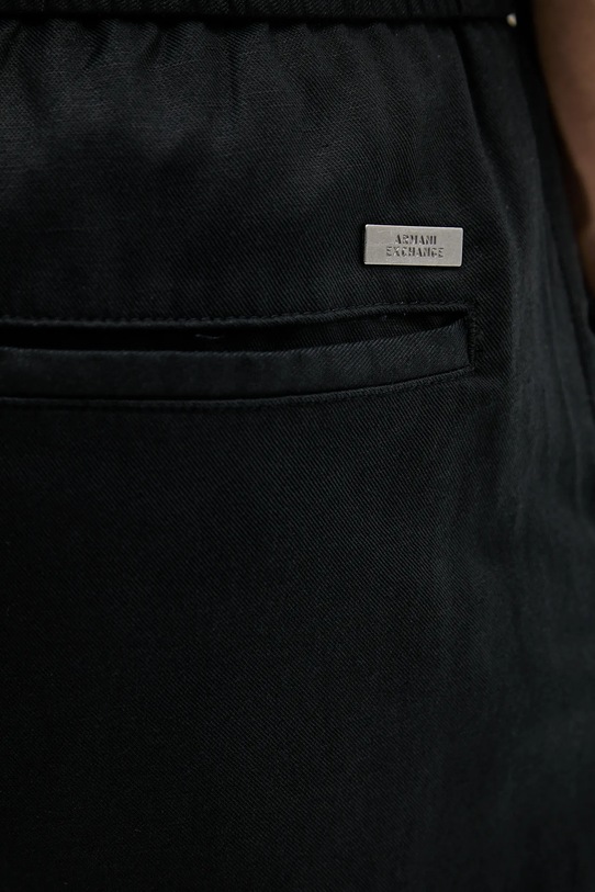 Armani Exchange spodnie z domieszką lnu czarny XM000655.AF13180