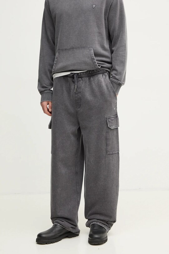 Bavlněné tepláky Guess pletenina šedá M5RB18.KC2B1