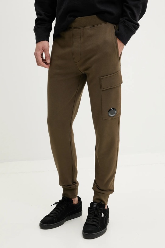 C.P. Company pantaloni de trening din bumbac bumbac verde 18CMSP017A005086W