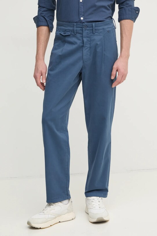 Штани Pepe Jeans RELAXED COMFORT PLEATED CHINO тканина блакитний PM211803