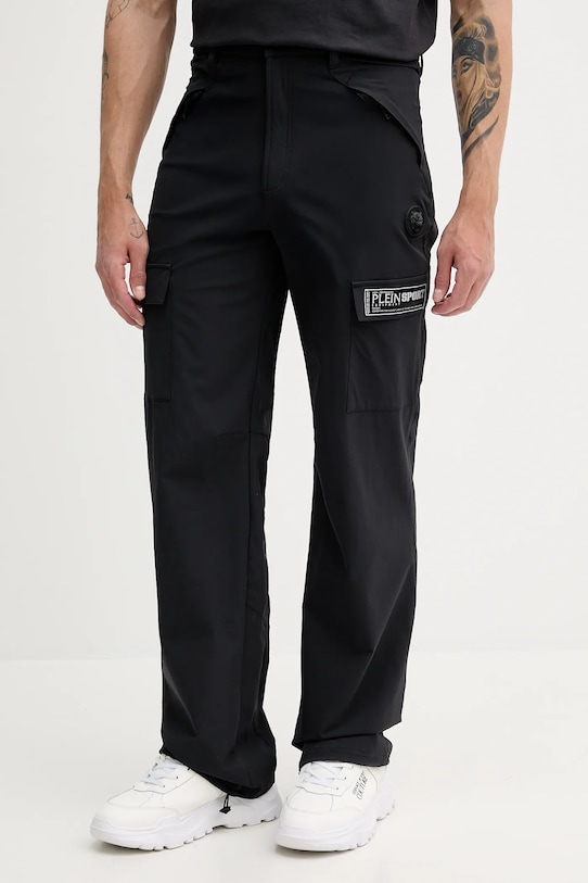 PLEIN SPORT pantaloni drept negru SAEC.MRT1455.SNY003N