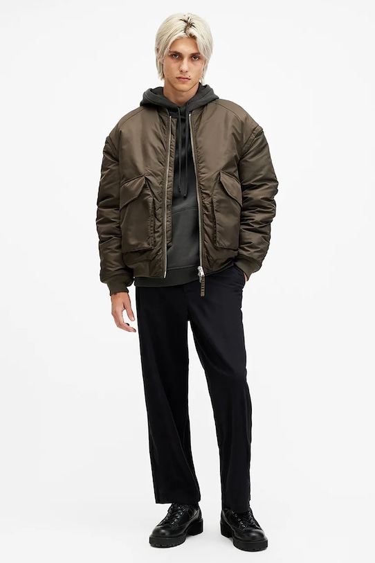 AllSaints pantaloni de bumbac WARDEN drept negru M022TB