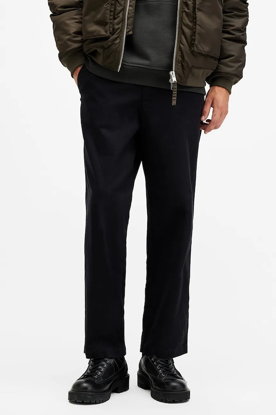 AllSaints pantaloni de bumbac WARDEN M022TB negru SS25