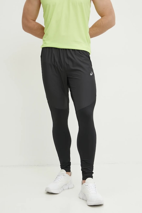 Asics pantaloni de alergare Road tricotaj negru 2011D097