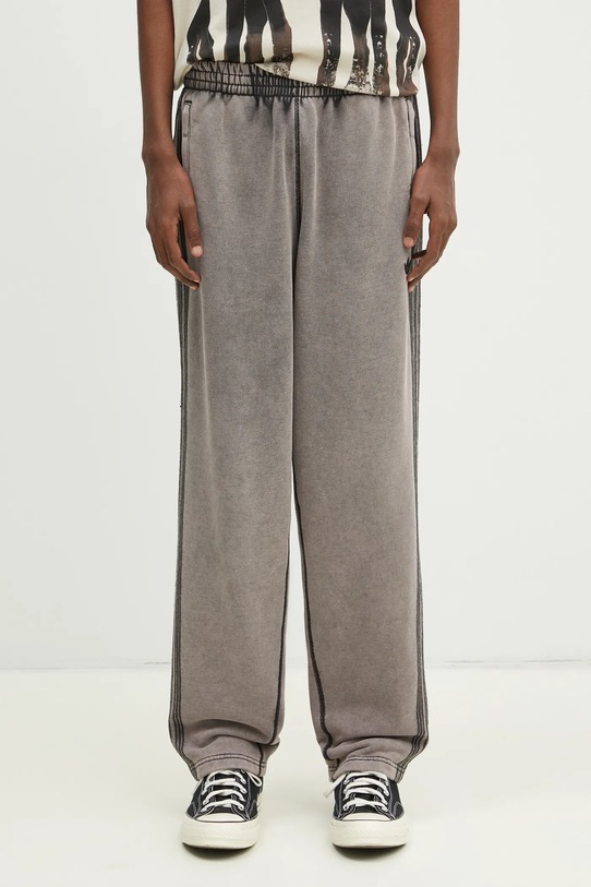 Bavlněné tepláky adidas Originals Premium Essentials Retro Washed Open Hem pletenina šedá JD0217