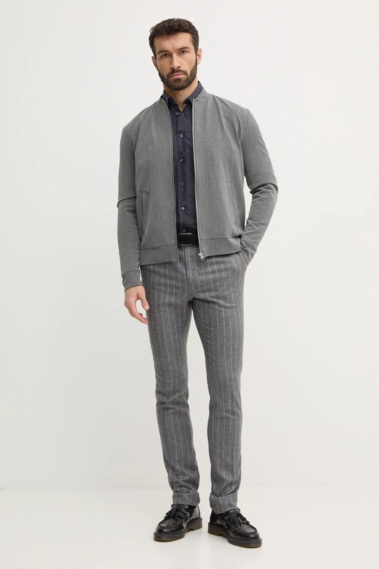 Hackett London spodnie wełniane HM470562R szary SS25