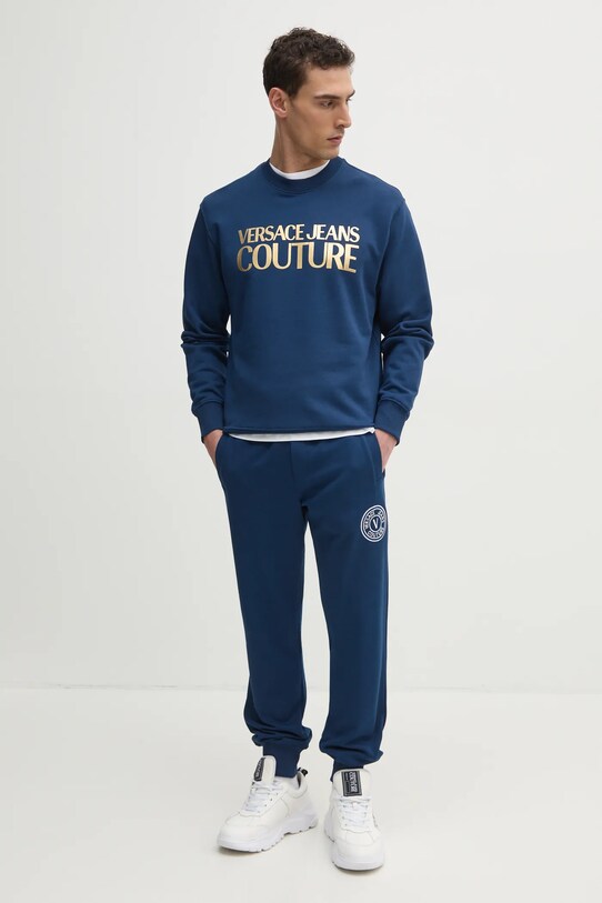 Хлопковые спортивные штаны Versace Jeans Couture 78GAAT00.CF01T тёмно-синий SS25
