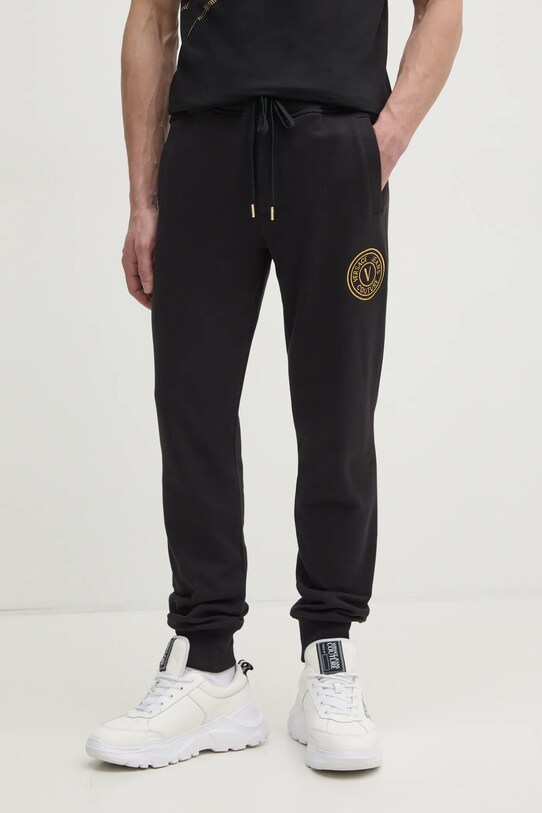 Бавовняні спортивні штани Versace Jeans Couture аплікація чорний 78GAAT00.CF01T