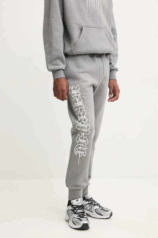 PURPLE BRAND pantaloni de trening din bumbac HWT FLEECE JOGGER bumbac gri P490.HHGG125