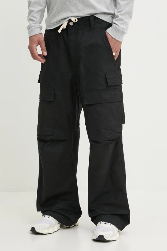 PURPLE BRAND pantaloni de bumbac WOVEN CARGO PANT bumbac negru P527.WCBB125