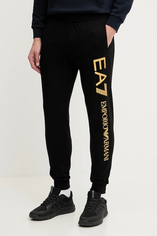 Bavlněné tepláky EA7 Emporio Armani pletenina černá AF13512.7M000571