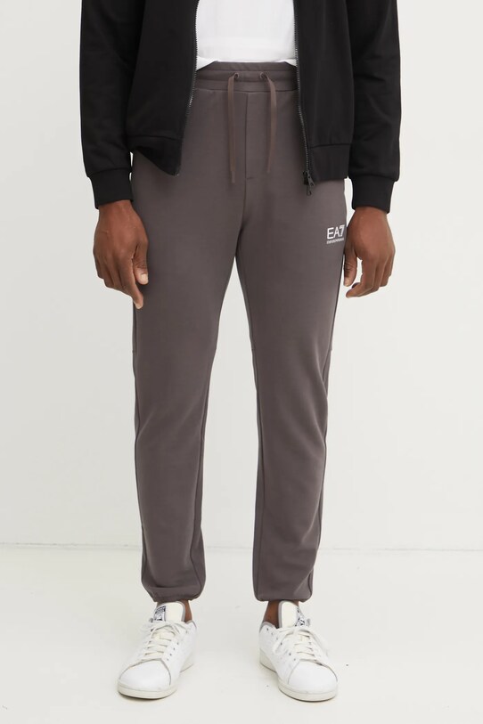 Tepláky EA7 Emporio Armani pletenina hnědá AF12501.7M000129