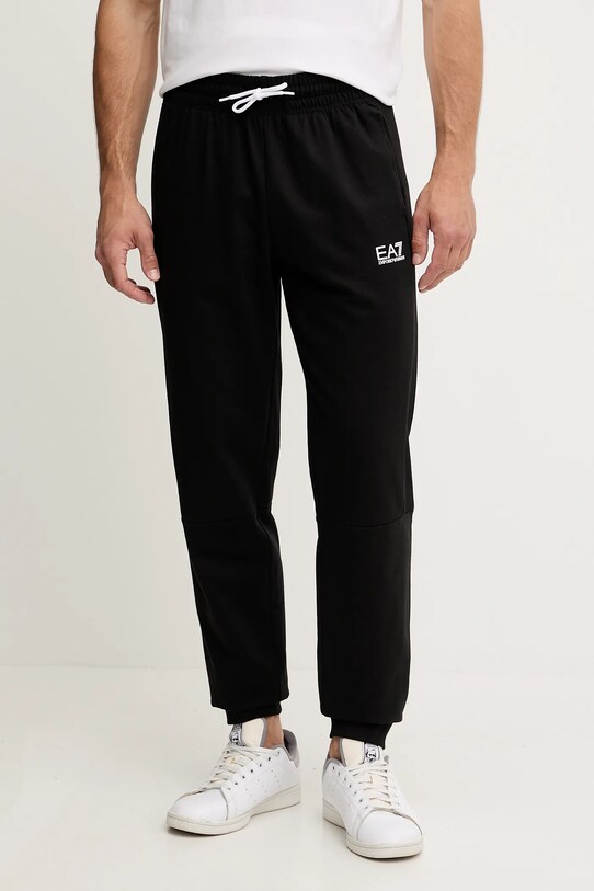 EA7 Emporio Armani spodnie dresowe bawełniane bawełna czarny AF12681.7M000205