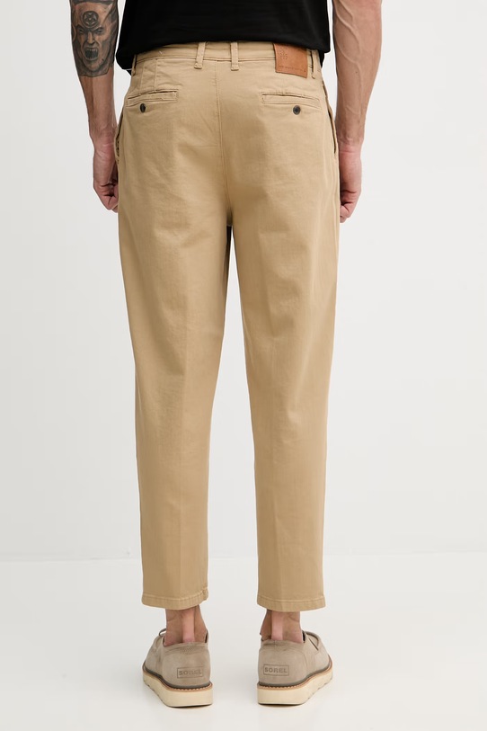 Ρούχα United Colors of Benetton Παντελόνι chino ανδρικό βαμβακερό με ελαστάν 4Q60UF05G μπεζ