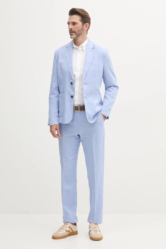 United Colors of Benetton pantaloni in lino 43B3UF03X blu SS25